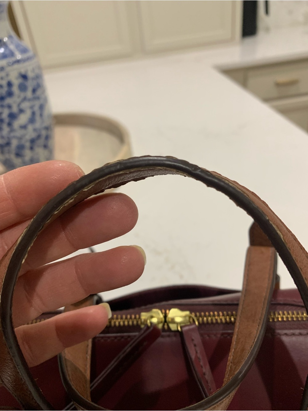 Fossil Rachel Small Leather Burgundy Satchel Bag - Picture 9 of 16